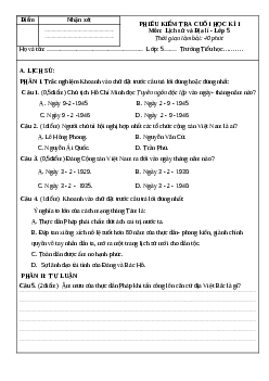 Đề thi học kì 1 lớp 5 môn Lịch Sử Địa Lí - Số 1