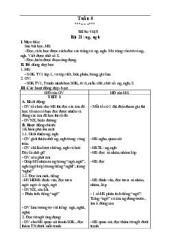 Giáo án Tiếng Việt 1 - Tuần 5 | sách Vì sự bình đẳng và dân chủ trong giáo dục