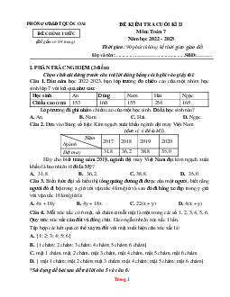 Đề kiểm tra cuối học kì II toán lớp  7 cánh diều giáo dục Quốc Oai 2022-2023