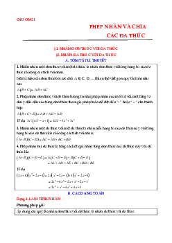 Lý thuyết, các dạng toán và bài tập phép nhân và phép chia đa thức