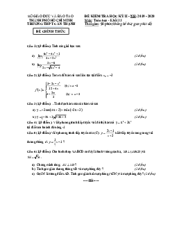 Đề thi học kì 2 Toán 11 năm 2019 – 2020 trường THPT Cần Thạnh – TP HCM
