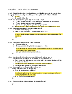 Câu hỏi trắc nghiệm môn quản trị học căn bản ( có đáp án)