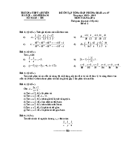 Đề ôn tập Toán 6 tháng 02/2020 trường THPT chuyên Hà Nội – Amsterdam