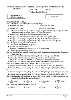 Đề giữa kỳ 1 Toán 10 năm 2023 – 2024 trường chuyên Lê Khiết – Quảng Ngãi