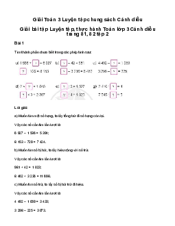 Luyện tập chung: Giải bài tập Luyện tập, thực hành Toán lớp 3 Cánh diều trang 81, 82 tập 2