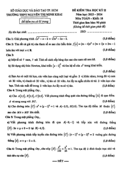 Đề thi học kỳ 2 Toán 10 năm 2023 – 2024 trường THPT Nguyễn Thị Minh Khai – TP HCM
