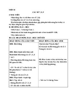 Giáo án Toán 1 - Tuần 4 | sách Vì sự bình đẳng và dân chủ trong giáo dục