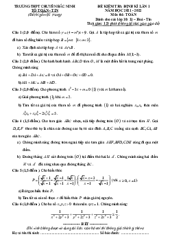 Đề kiểm tra định kì lần 1 Toán 10 năm 2021 – 2022 trường THPT chuyên Bắc Ninh