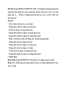 Giải Khoa học tự nhiên 8 bài 11: Muối | Kết nối tri thức