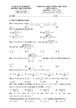 Đề khảo sát học kỳ 2 Toán 11 năm 2019 – 2020 trường THPT Liễn Sơn – Vĩnh Phúc