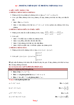 Phương pháp giải toán 9 quy về phương trình bậc hai (có đáp án và lời giải chi tiết)