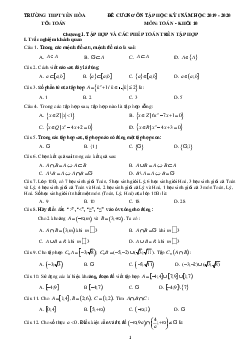 Đề cương ôn tập HK1 Toán 10 năm 2019 – 2020 trường Yên Hòa – Hà Nội