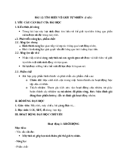 Bài 12: Tìm hiểu về giới tự nhiên | Giáo án Tin học 3 | Kết nối tri thức