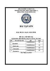 Bài Tập Lớn Mạng Máy Tính - Xây Dựng Hệ Thống Mạng CMC (DCCNTT13.10.18). Môn Mạng máy tính (ĐHCN) | Trường Đại học Công nghệ, Đại học Quốc gia Hà Nội.