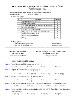 Đề ôn tập học kì 1 Toán 10 năm 2022 – 2023 trường THPT Việt Đức – Hà Nội