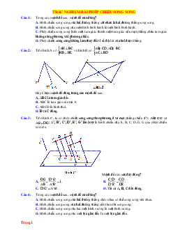 Câu hỏi trắc nghiệm Toán 11 Bài 14: Phép chiếu song song (có đáp án)