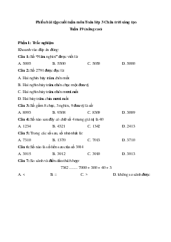 Phiếu bài tập cuối tuần Toán lớp 3 Chân trời - Tuần 19 (nâng cao)