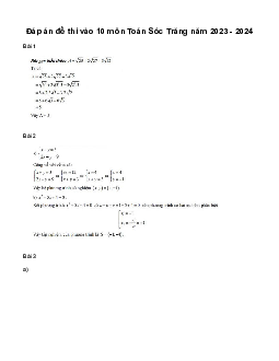 Đề thi vào 10 môn Toán năm 2023 - 2024 sở GD&ĐT Sóc Trăng