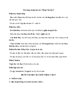 Đề cương ôn tập học kì 2 môn Tiếng Việt lớp 5 năm 2024
