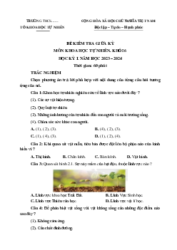 Đề thi giữa học kì 1 môn Khoa học tự nhiên 6 năm 2023 - 2024 sách Chân trời sáng tạo | Đề 8