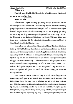 Phân tích quan điểm Hồ Chí Minh về cần, kiệm, liêm, chính, chí công vô tư, liên hệ bản thân