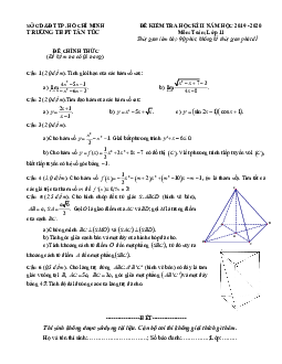 Đề thi học kì 2 Toán 11 năm 2019 – 2020 trường THPT Tân Túc – TP HCM