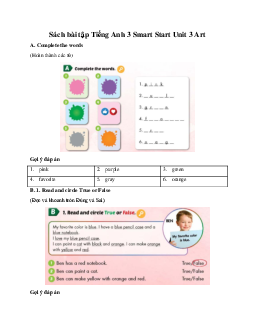 Sách bài tập Tiếng Anh 3 Smart Start Unit 3 Art