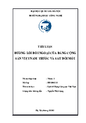 Tiểu luận Đường lối đối ngoại - Lịch Sử Đảng | Trường Đại học Công nghệ, Đại học Quốc gia Hà Nội