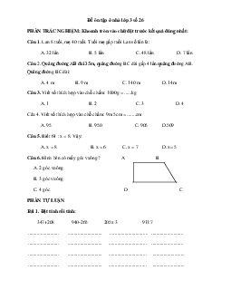 Đề ôn tập ở nhà lớp 3 số 26 có đáp án - (Ngày 31/3)