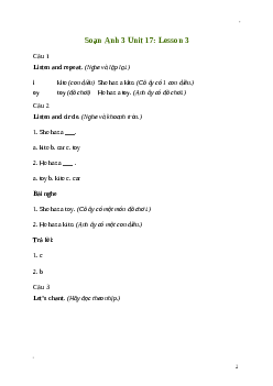 Giải Tiếng Anh lớp 3 Unit 17: Lesson 3 | Global Success