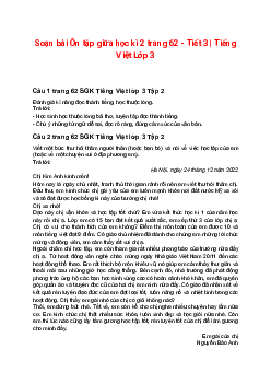 Soạn bài Ôn tập giữa học kì 2 trang 62 - Tiết 3 | Tiếng Việt Lớp 3 Tập 2 Cánh diều