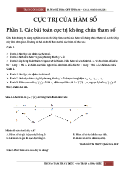 Bài tập trắc nghiệm cực trị của hàm số