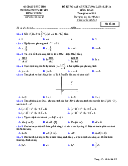 Đề khảo sát Toán 12 lần 4 năm 2022 trường chuyên Hùng Vương – Phú Thọ
