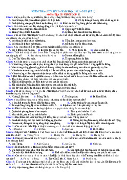 Đề thi giữa học kỳ 1 môn Địa 12 năm 2022-2023 (có đáp án) - Đề 1