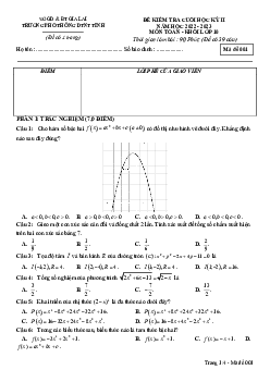 Đề cuối học kỳ 2 Toán 10 năm 2022 – 2023 trường Phổ thông DTNT tỉnh Gia Lai