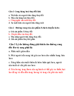 Câu hỏi kinh tế vi mô | Trường đại học Thương mại