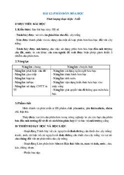 Giáo án KHTN 8 Kết nối tri thức bài 12 Phân bón hóa học