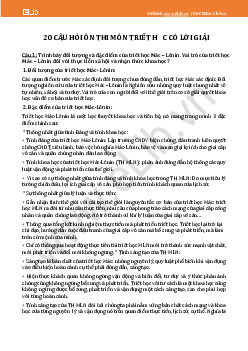 20 câu hỏi ôn cuối kỳ Triết học - Triết học Mác - Lênin | Trường Đại học CNTT Thành Phố Hồ Chí Minh