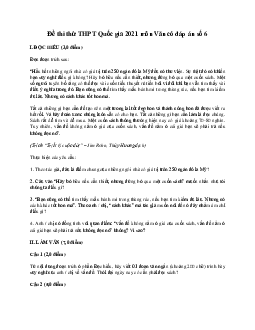 Đề thi thử THPT Quốc gia môn Ngữ Văn  năm 2021 - Đề 6 (có đáp án)