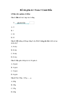 Đề thi giữa học kì 1 môn Toán 3 năm 2023 - 2024 (Đề 2) | Cánh diều