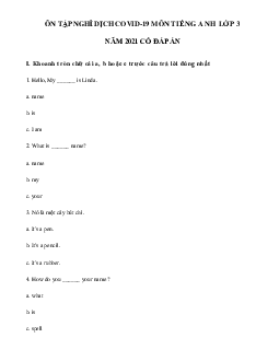 Bài tập ở nhà môn tiếng Anh lớp 3 Số 3