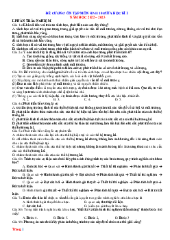 Đề cương ôn tập Sinh 10 giữa HK1 năm 2022-2023