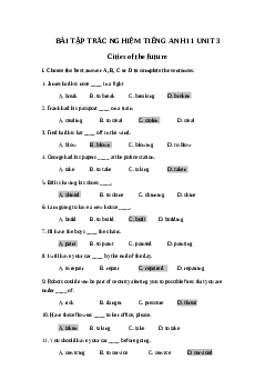 Giải Trắc nghiệm tiếng Anh 11 Unit 3 (Có đáp án)