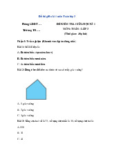 Đề thi giữa học kỳ 1 môn Toán lớp 3 năm học 2024 - 2025 - Đề số 1 | Bộ sách Kết nối tri thức