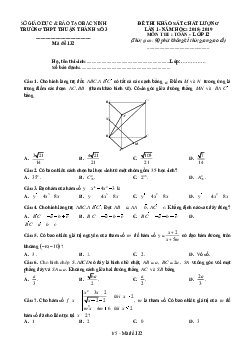 Đề thi KSCL Toán 12 năm học 2018 – 2019 trường Thuận Thành 3 – Bắc Ninh lần 1