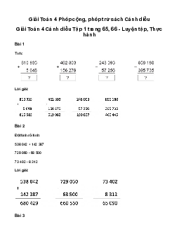 Giải Toán lớp 4 Bài 26: Phép cộng, phép trừ | Cánh diều