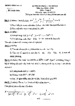 Đề thi Olympic Toán 8 cấp huyện năm 2020 – 2021 phòng GD&ĐT Ba Vì – Hà Nội