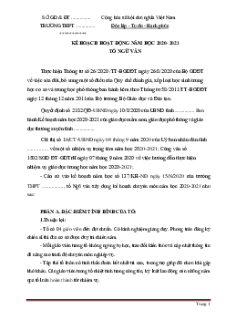 Kế hoạch chuyên môn tổ Ngữ Văn THPT năm 2020-2021
