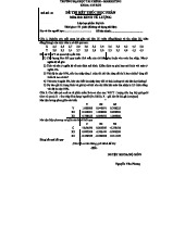 Đề thi Kinh Tế Lượng - Đề số 01 (75 phút) - Đại trà