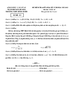 Đề giữa học kỳ 1 Toán 10 năm 2022 – 2023 trường THPT Bình Chiểu – TP HCM